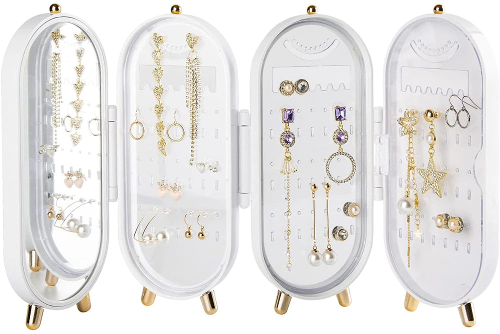 Suport pentru Bijuterii Pliabil cu Oglinda Cu o Capacitate de 153 de produse