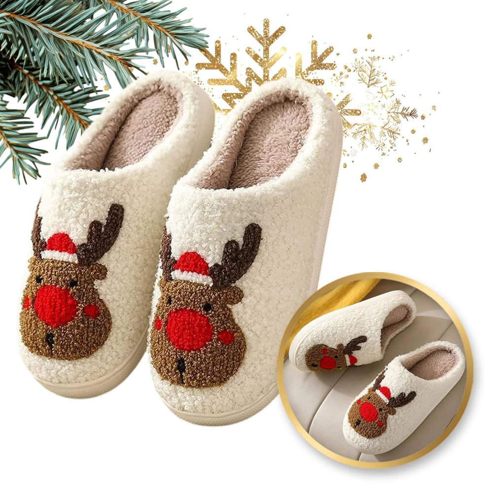 Papuci de casa cu talpa antiderapanta , Material pufos si calduros