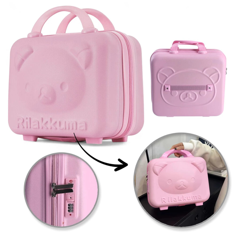 Geanta de calatorie pentru copii, Design 3D Ursulet, Inchidere cu Cifru, Maner Confortabil din Silicon, Material PC Rezistent, 30x31