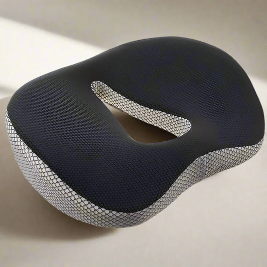 Perna cu suport ortopedic Coccis cu spuma din memorie, husa detasabila si lavabila, Gri