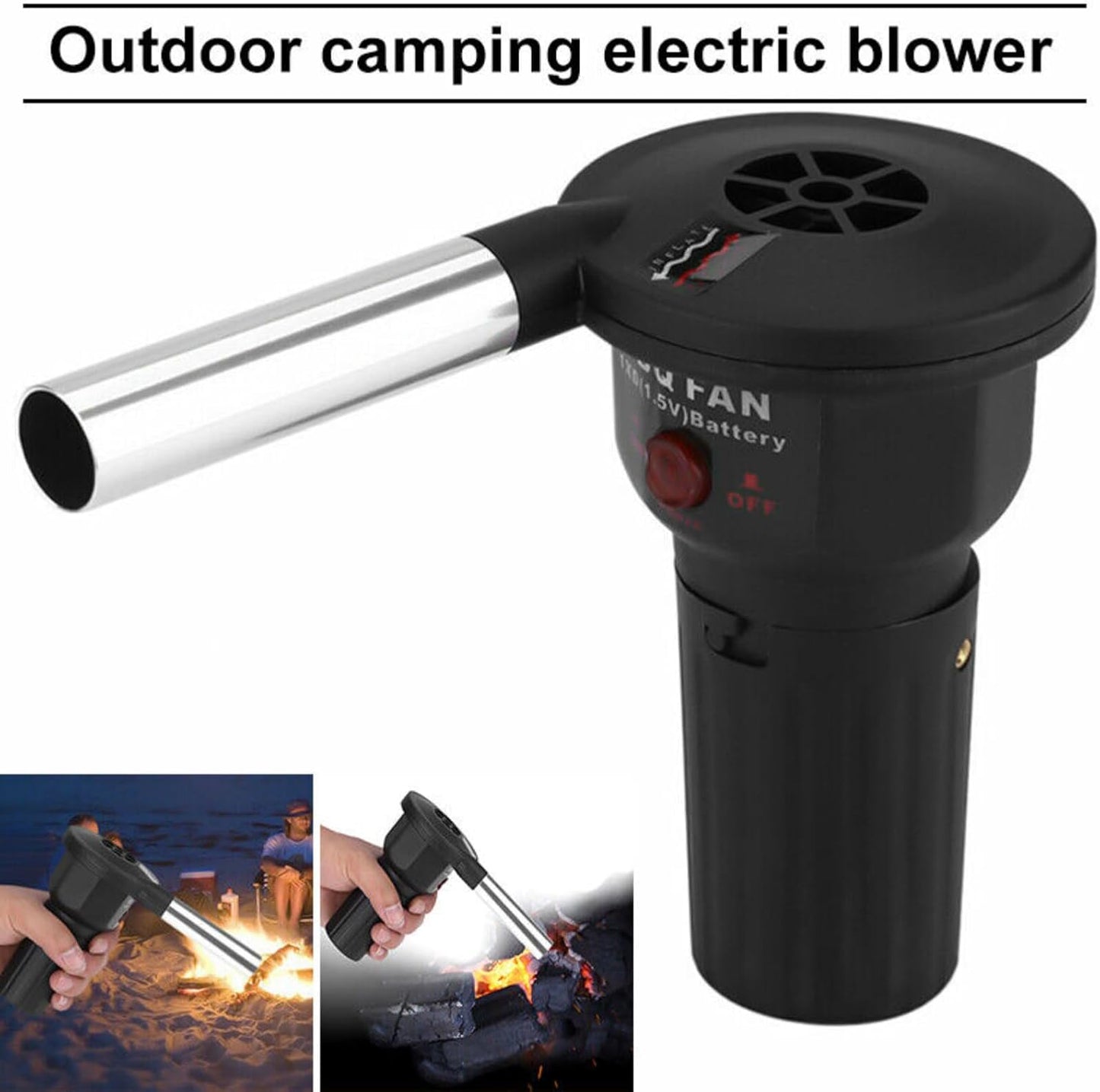 Set Gratar Portabil Tip Valiza + Suflanta Electrica pentru Aprindere, Ideal pentru Camping BBQ, Pliabil 35x27x23 cm