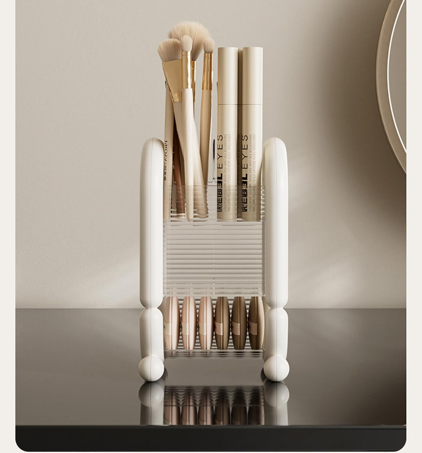 Suport / Organizator Vertical pe 2 nivele pentru Pensule Machiaj Creioane Cosmetice Rimeluri si Pudre