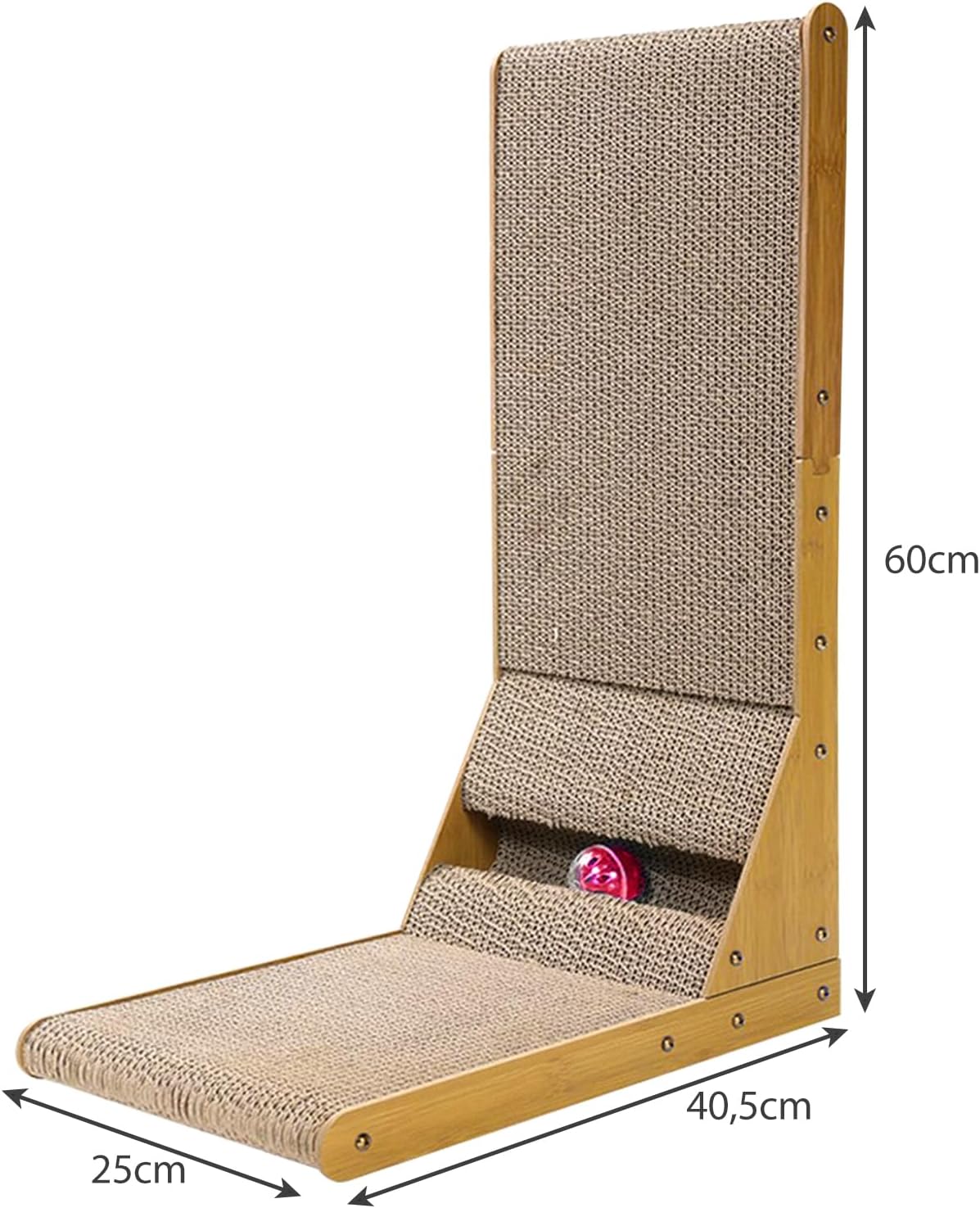 Placa de zgariat pentru pisici tip sisal vertical si orizontal carton ondulat si MDF, 60x40.5x25 cm