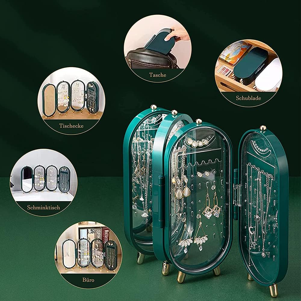 Suport pentru Bijuterii Pliabil cu Oglinda Cu o Capacitate de 153 de produse