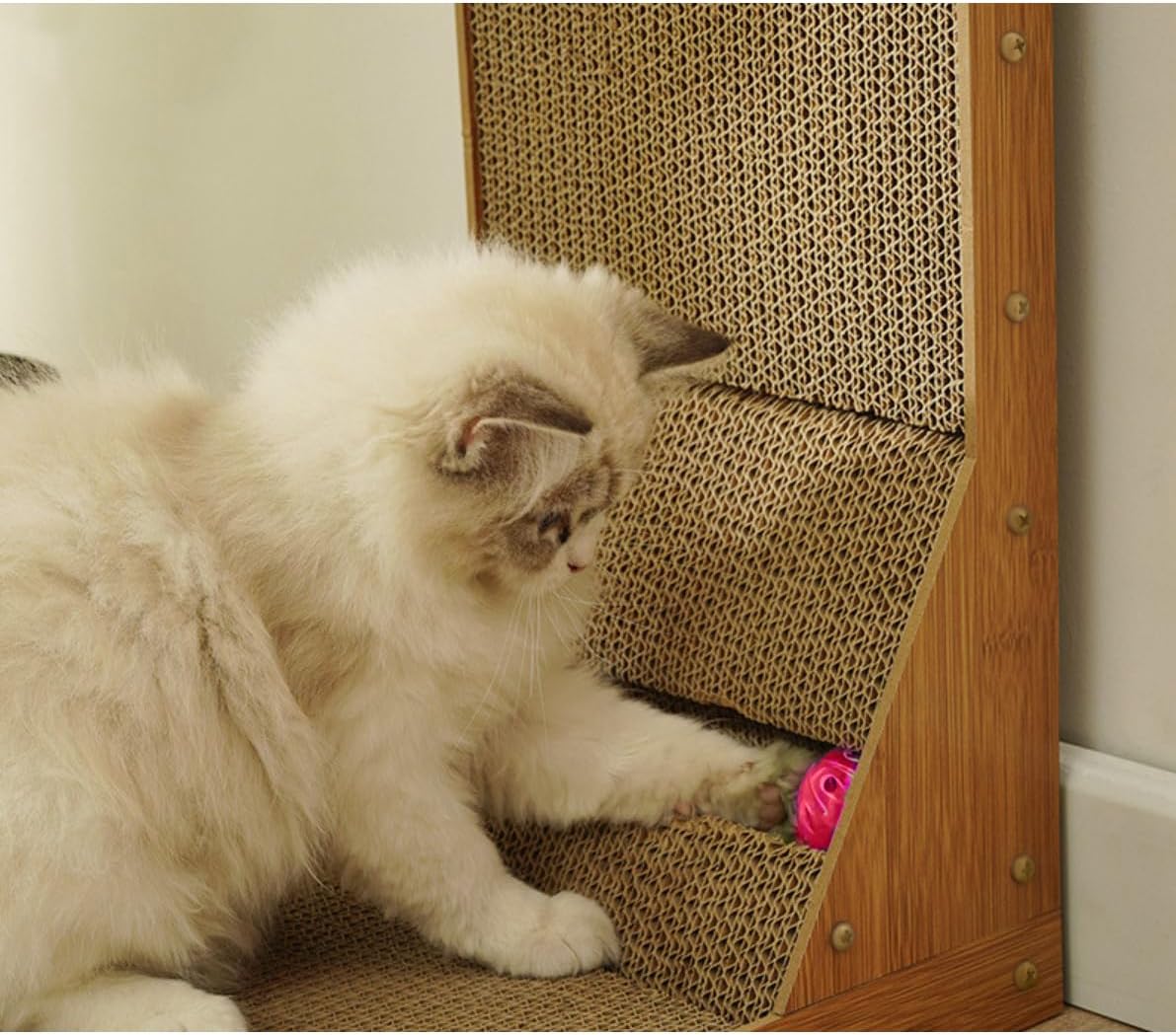 Placa de zgariat pentru pisici tip sisal vertical si orizontal carton ondulat si MDF, 60x40.5x25 cm