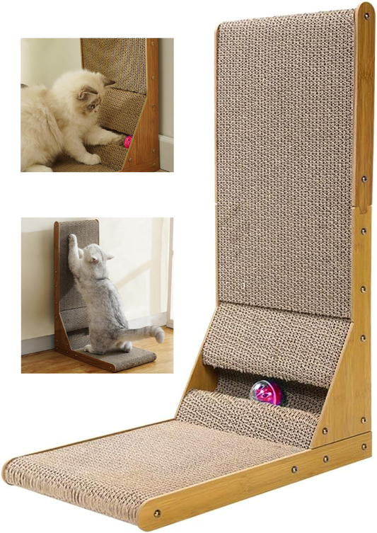 Placa de zgariat pentru pisici tip sisal vertical si orizontal carton ondulat si MDF, 60x40.5x25 cm