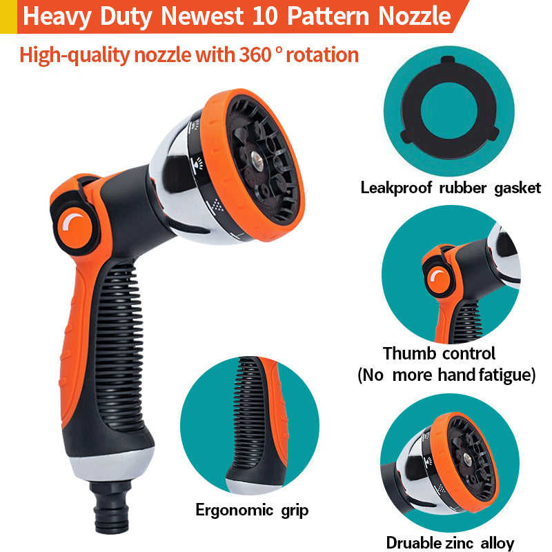 Furtun Gradina Extensibil 5m-15m, Latex 3 Straturi, Conectori Alama, Duza 10 Functii, Rezistent la Presiune 3-12 Bari