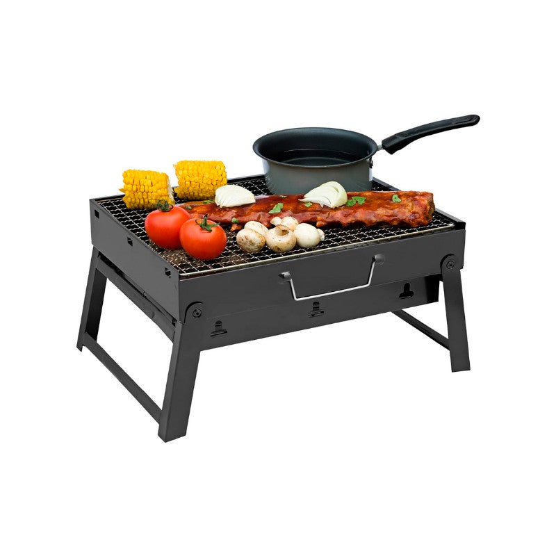 Set Gratar Portabil Tip Valiza + Suflanta Electrica pentru Aprindere, Ideal pentru Camping BBQ, Pliabil 35x27x23 cm