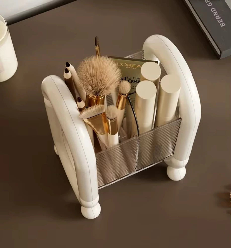 Suport / Organizator Vertical pe 2 nivele pentru Pensule Machiaj Creioane Cosmetice Rimeluri si Pudre