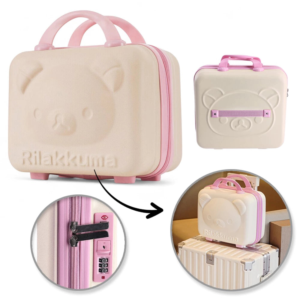 Geanta de calatorie pentru copii, Design 3D Ursulet, Inchidere cu Cifru, Maner Confortabil din Silicon, Material PC Rezistent, 30x31