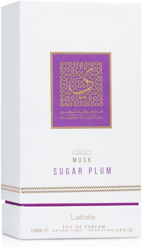 Lattafa Sugar Plum Eau de Parfum 100ml, Parfum Oriental Floral cu Note Fructate Dulci