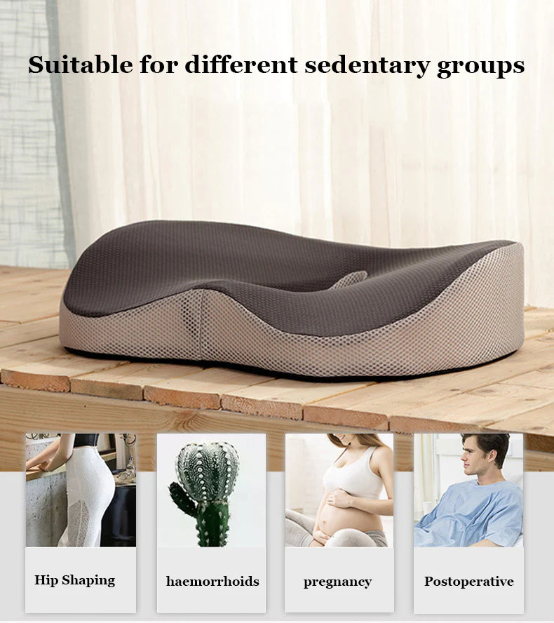 Perna cu suport ortopedic Coccis cu spuma din memorie, husa detasabila si lavabila, Gri