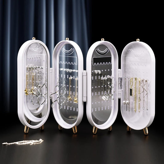 Suport pentru Bijuterii Pliabil cu Oglinda Cu o Capacitate de 153 de produse