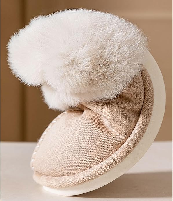 Papuci de casa cu talpa antiderapanta , Material pufos si calduros