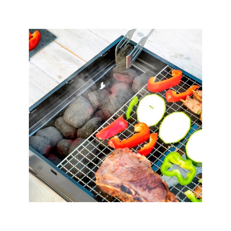 Set Gratar Portabil Tip Valiza + Suflanta Electrica pentru Aprindere, Ideal pentru Camping BBQ, Pliabil 35x27x23 cm