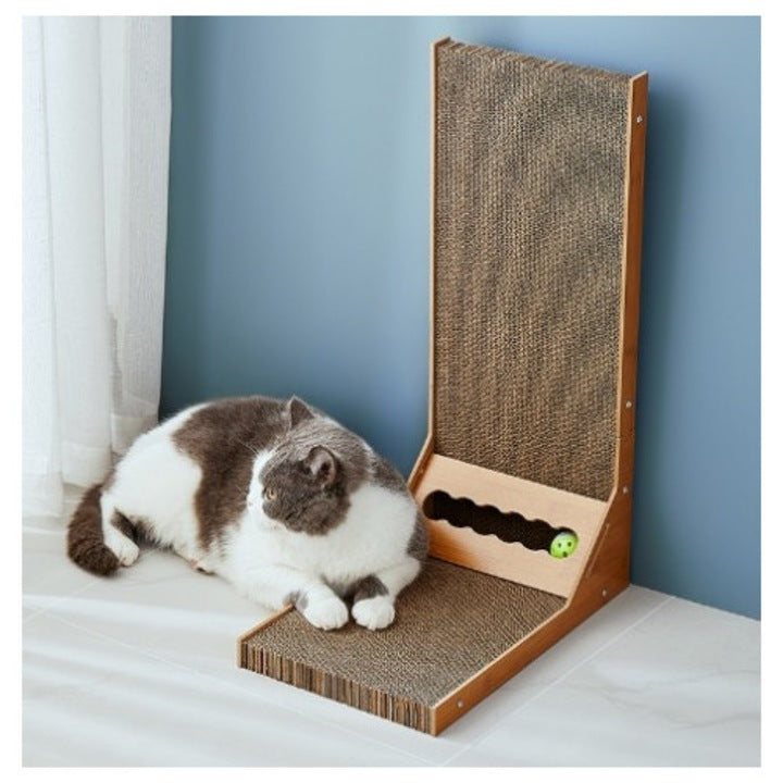 Placa de zgariat pentru pisici tip sisal vertical si orizontal carton ondulat si MDF, 60x40.5x25 cm