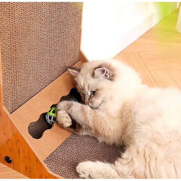 Placa de zgariat pentru pisici tip sisal vertical si orizontal carton ondulat si MDF, 60x40.5x25 cm