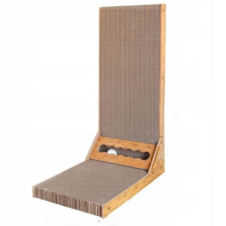 Placa de zgariat pentru pisici tip sisal vertical si orizontal carton ondulat si MDF, 60x40.5x25 cm